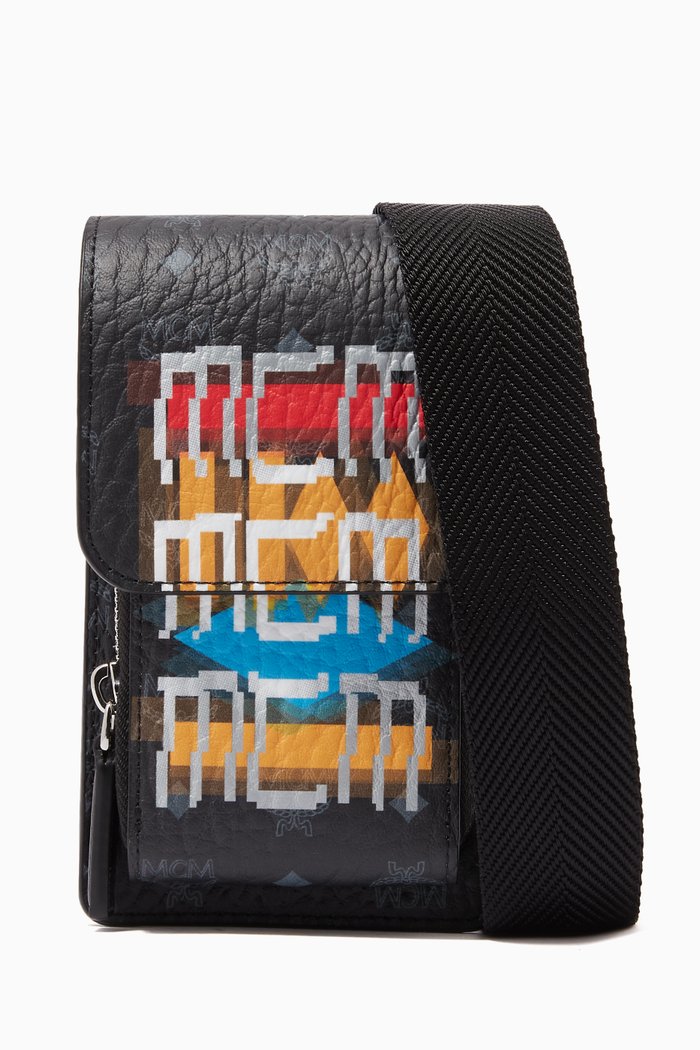 

Mini Wallet with Neckstrap in Geo Graffiti Visetos, Black