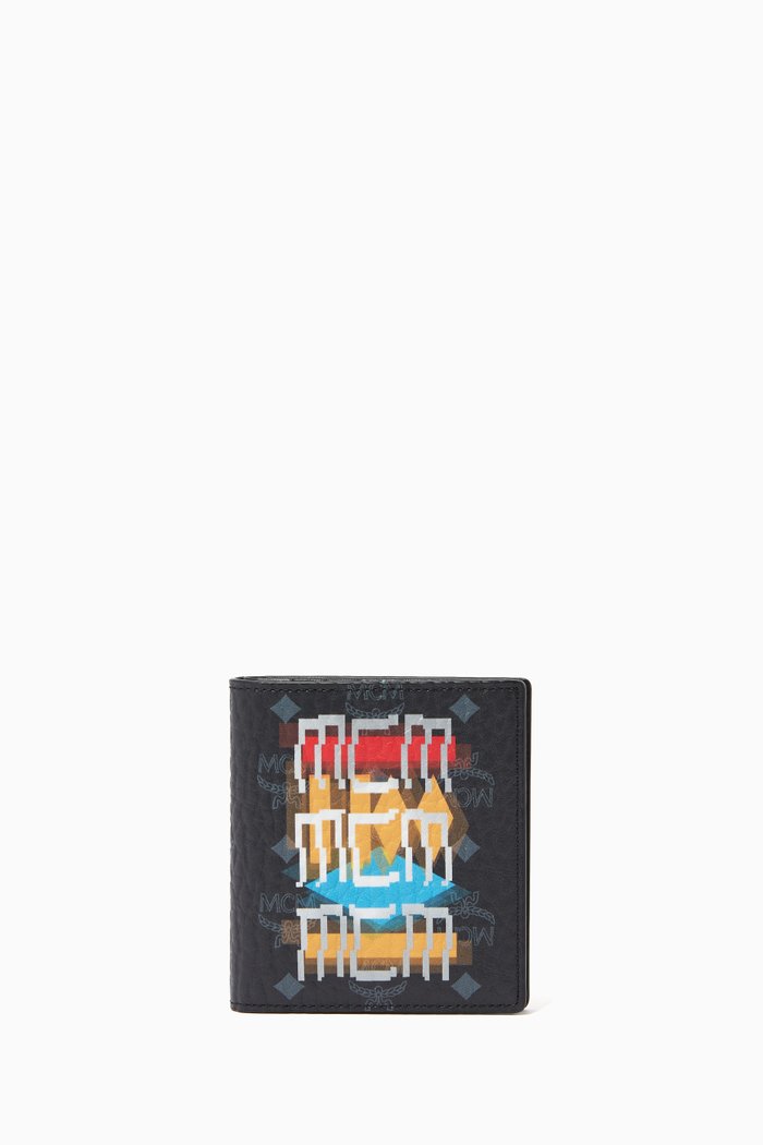 

Bifold Card Case in Geo Graffiti Visetos, Black