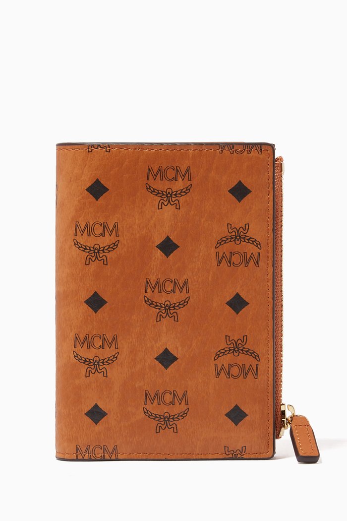 

Bifold Zip Card Wallet in Visetos, Brown