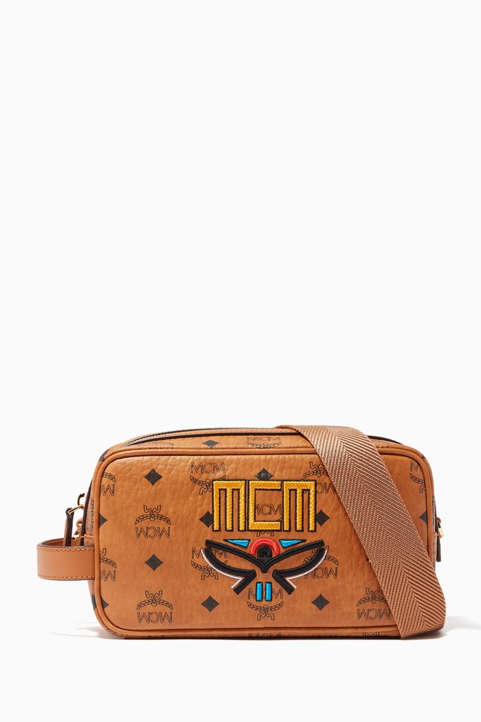 

Wash Bag in Geo Laurel Visetos, Brown