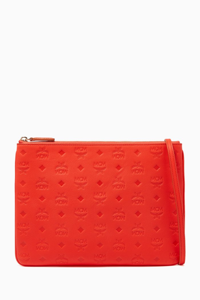 

Klara Crossbody Pouch in Monogram Nappa, Orange