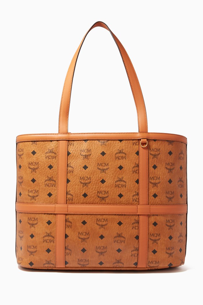 Medium Delmy Shopper Bag in Visetos, Brown