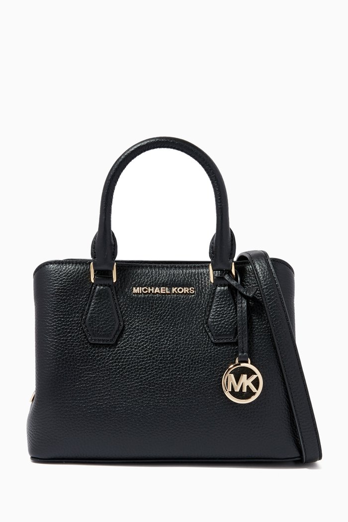 Small Camille Satchel in Pebbled Leather, Black