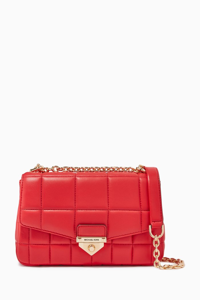

Large Soho Shoulder Bag in Quilted Leather, Pink