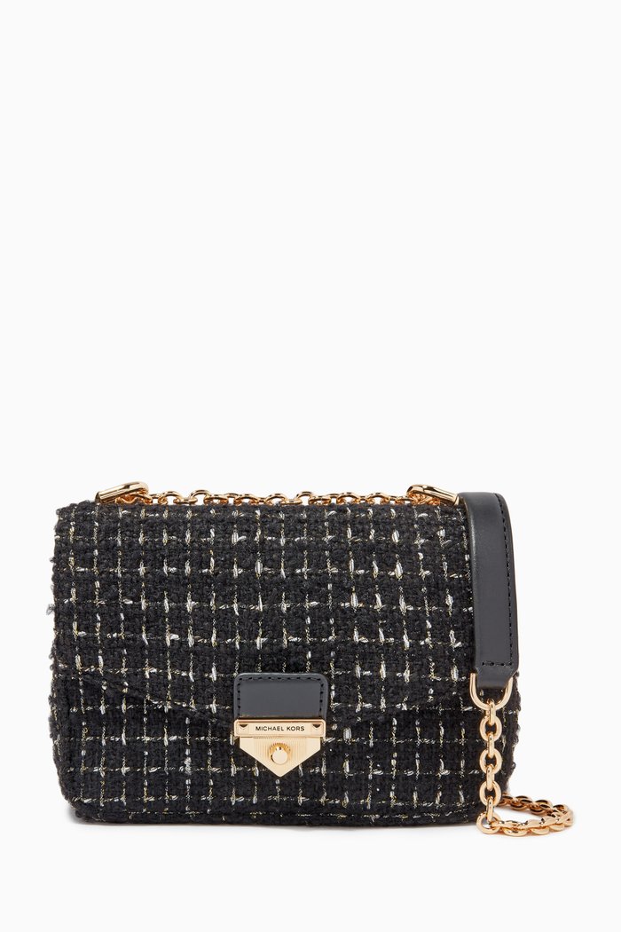 Small Soho Shoulder Bag in Tweed, Black