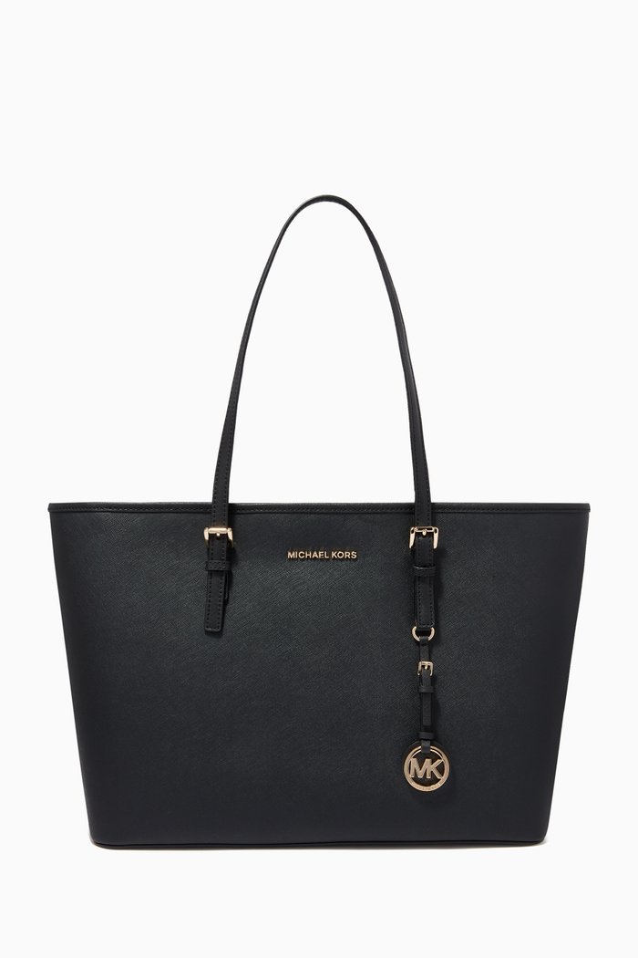 

Medium Jet Set Top-Zip Tote Bag in Saffiano Leather, Black