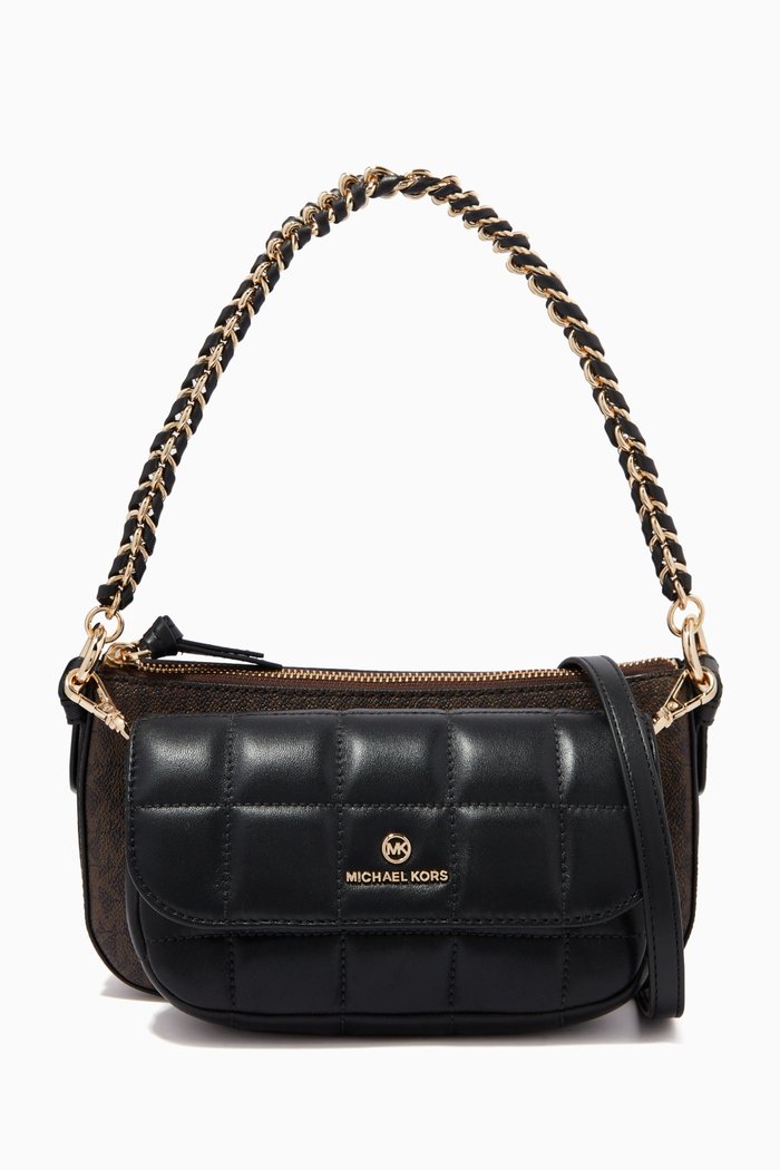 Jet Set 4-in-1 Crossbody Bag Set in Logo Canvas & Quilted Leather, Neutral