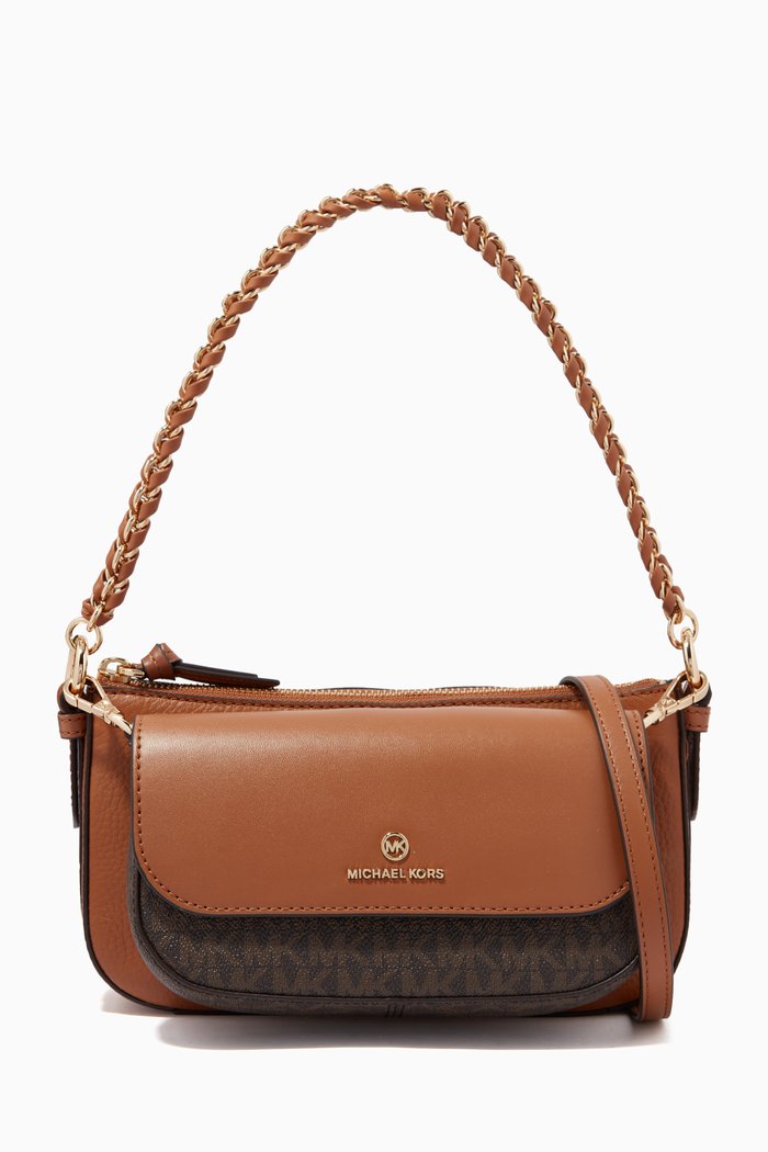 

Medium 4-in-1 Crossbody Bag Set in Pebbled Leather & Logo Canvas, Neutral