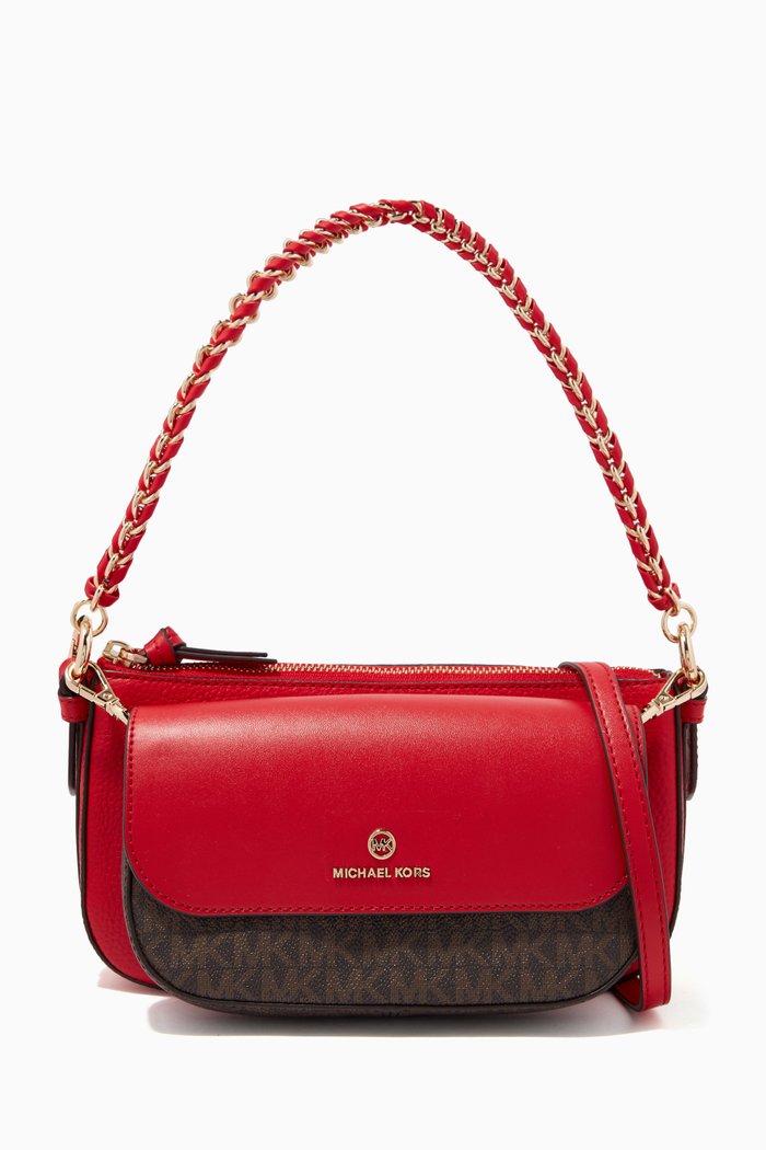 

Medium 4-in-1 Crossbody Bag Set in Pebbled Leather & Logo Canvas, Neutral