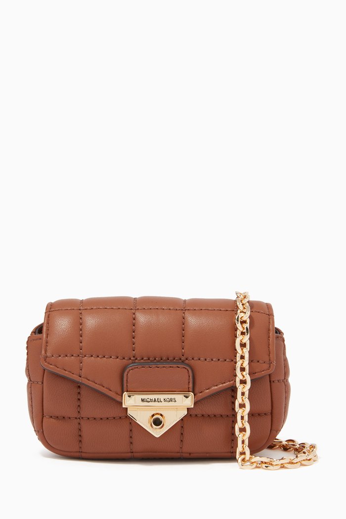 

Soho Bag Charm in Quilted Leather, Brown