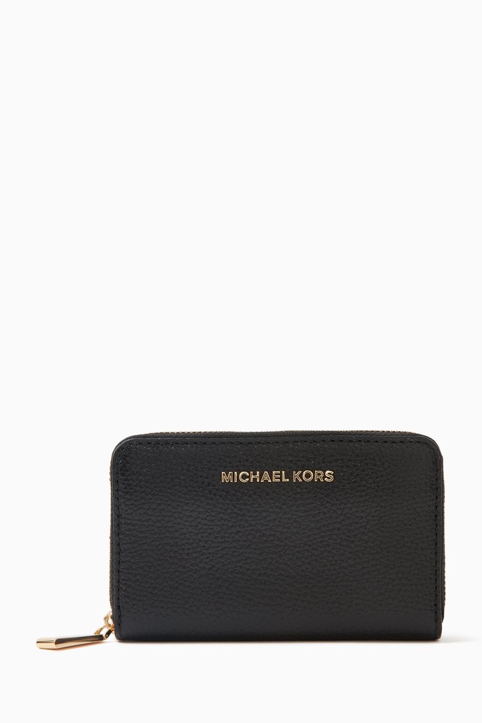 

Small Zip Card Case in Pebble Leather, Black