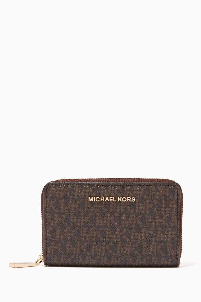 

Small Zip Around Card Case in Logo Canvas, Neutral