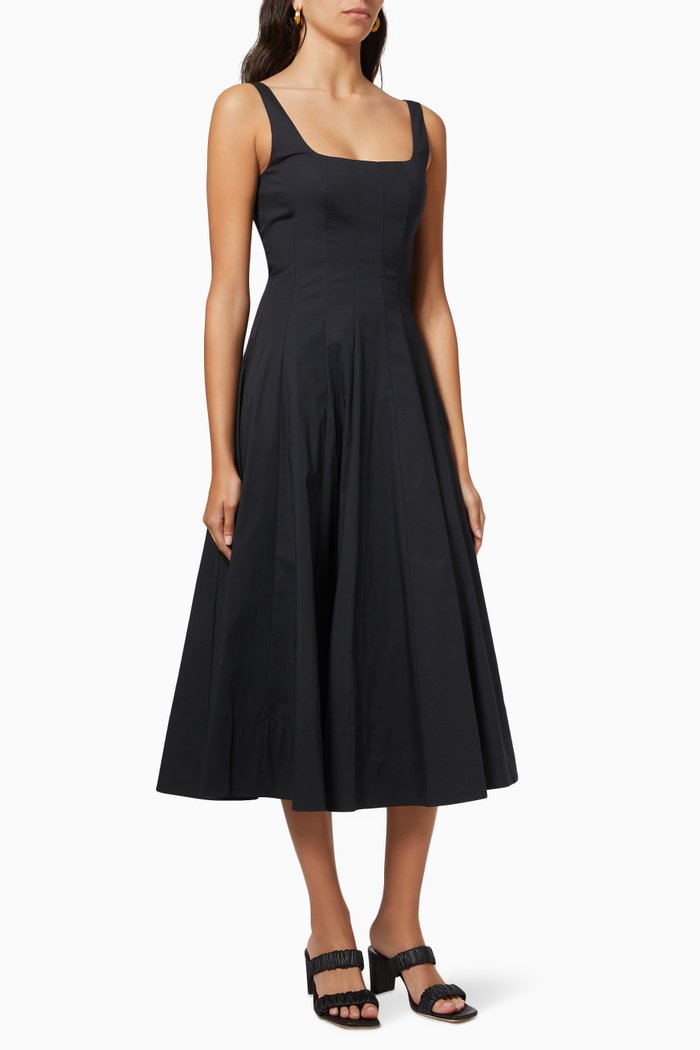 

Wells Dress in Cotton Poplin, Black