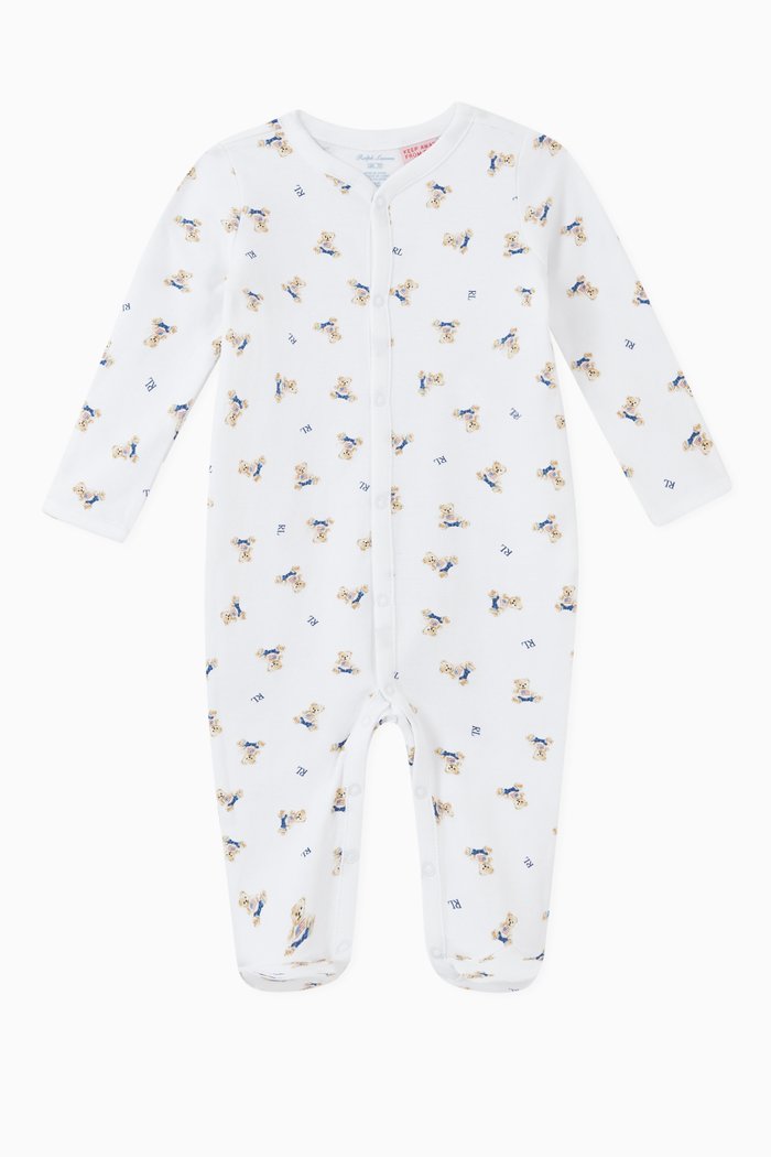 

Polo Bear Cotton Romper, White