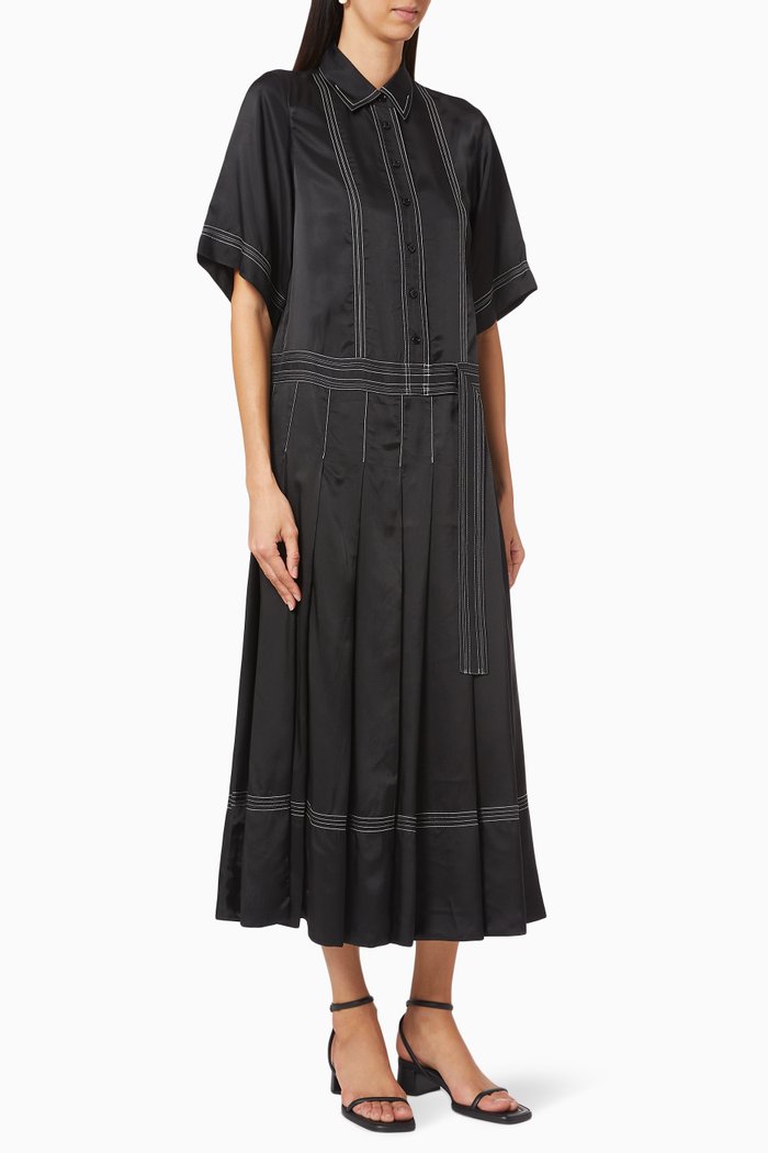 

Adelaide Short Sleeve Shirtdress, Black