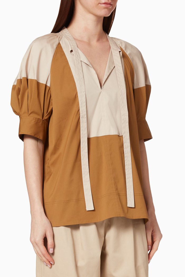 

Maleo Spliced Bib Cotton Top, Brown