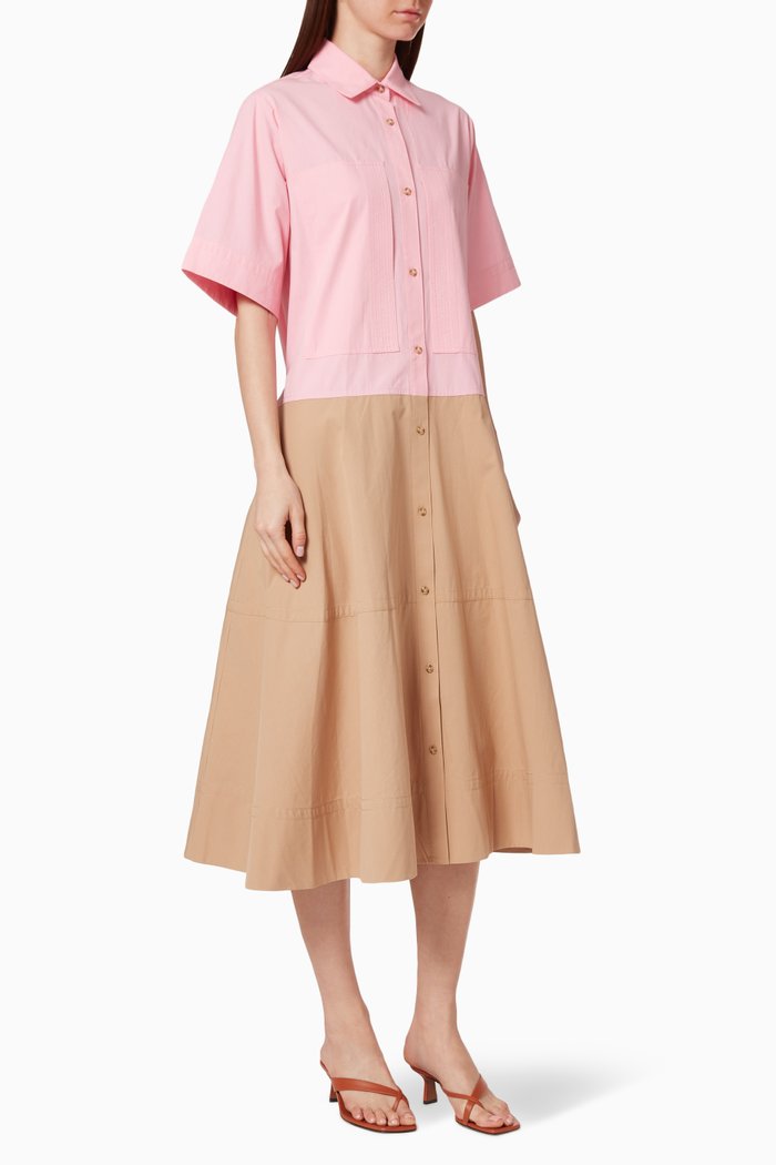 

May Flared Cotton Shirtdress, Neutral
