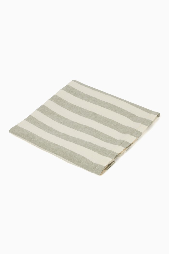 

Stripes Medium Beach Towel in Linen, Green