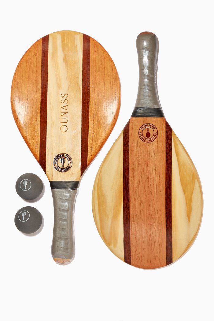 

x Ounass Trancoso Beach Bat Set, Grey