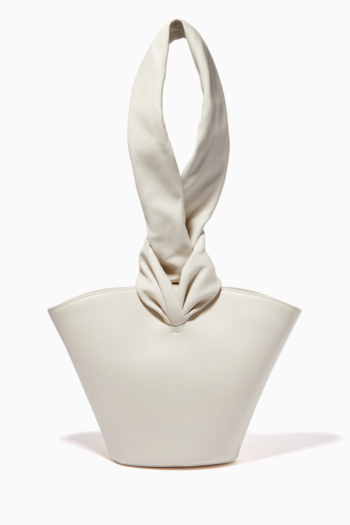 

Soft Loop Mini Bucket Bag in Leather, Neutral