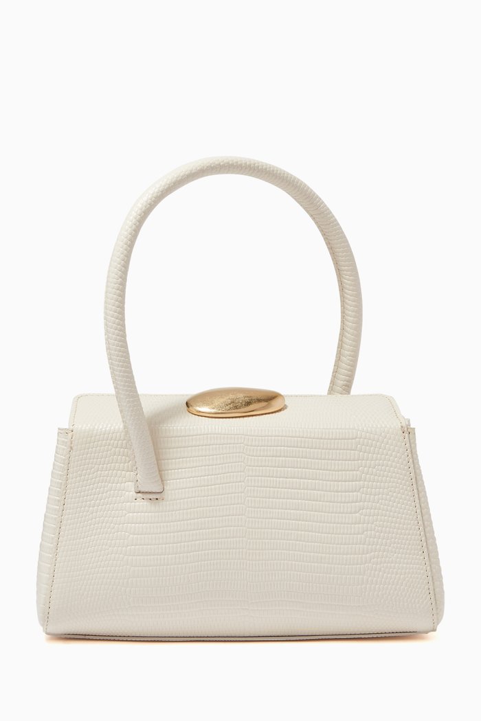 

Baby Boss Bag in Lizard-Embossed Leather, White