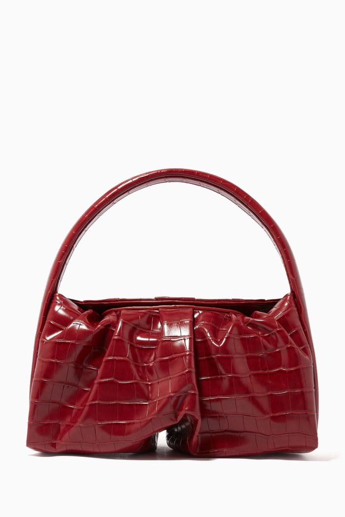 Hera Shoulder Bag in Croc Vegan Leather, Red