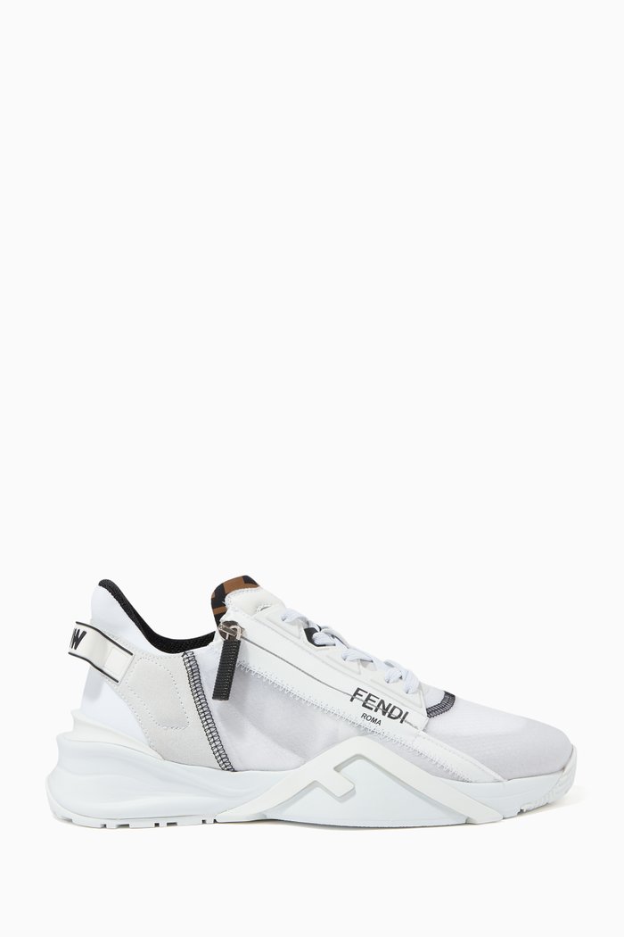 Fendi Flow Sneakers in Nylon & Suede, White