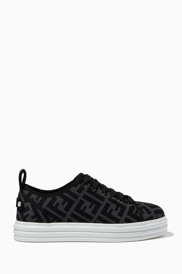 FF Platform Sneakers in Canvas, Black