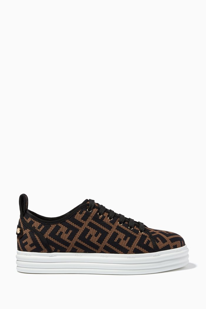 FF Platform Sneakers in Canvas, Brown