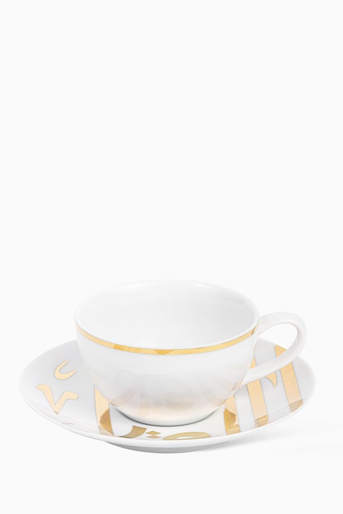 Ghida Porcelain Teacup & Saucer Set, White