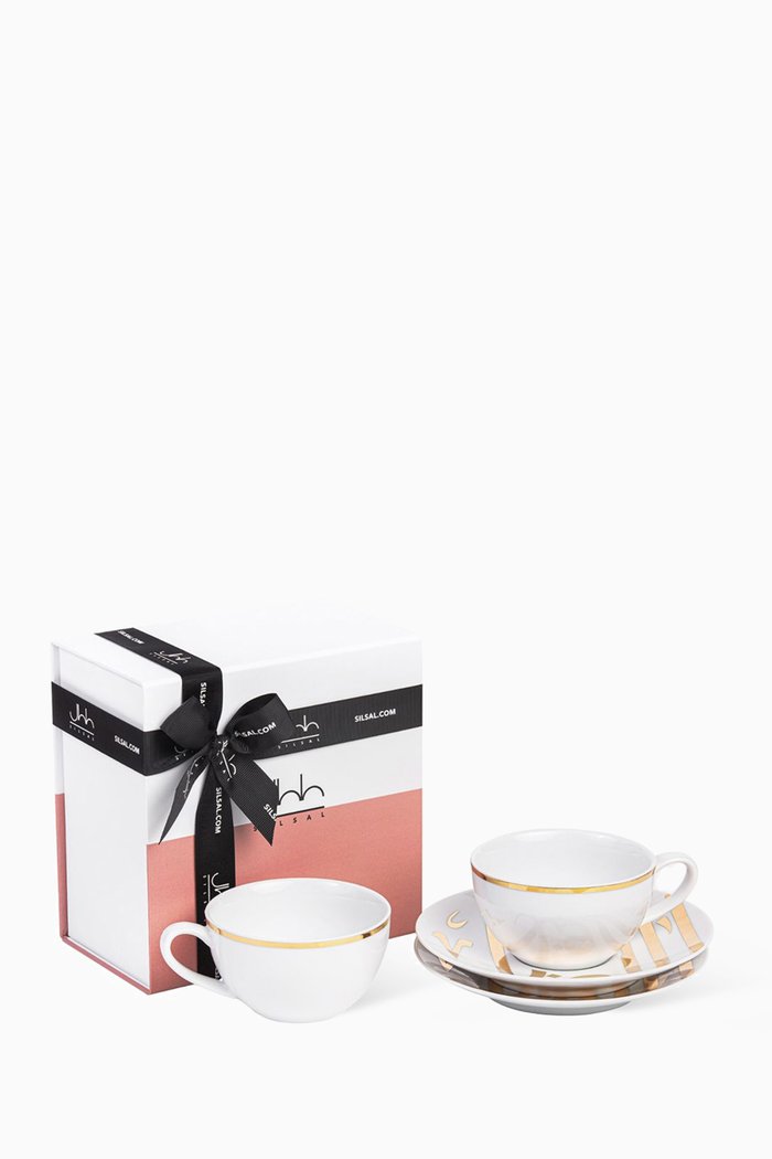 

Ghida Teacup & Saucer Gift Box, Set of 2, White