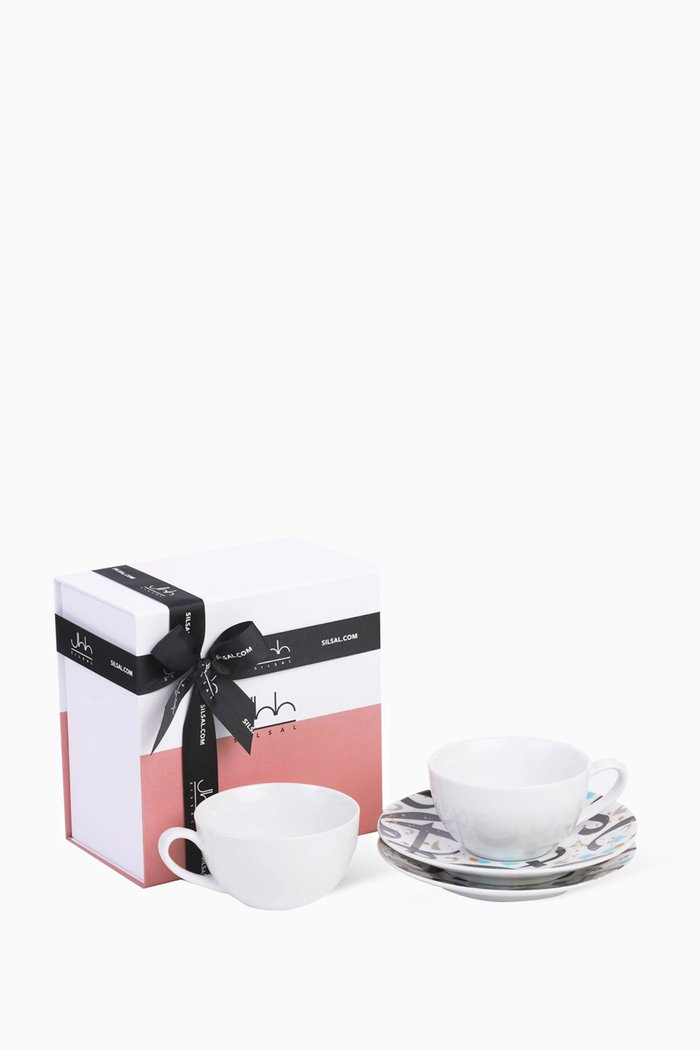 

Tarateesh Teacup & Saucer Gift Box, Set of 2, White