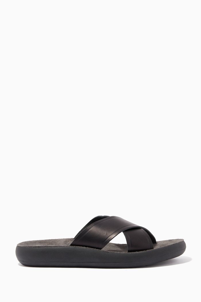 

Thais Comfort Slippers in Leather, Black