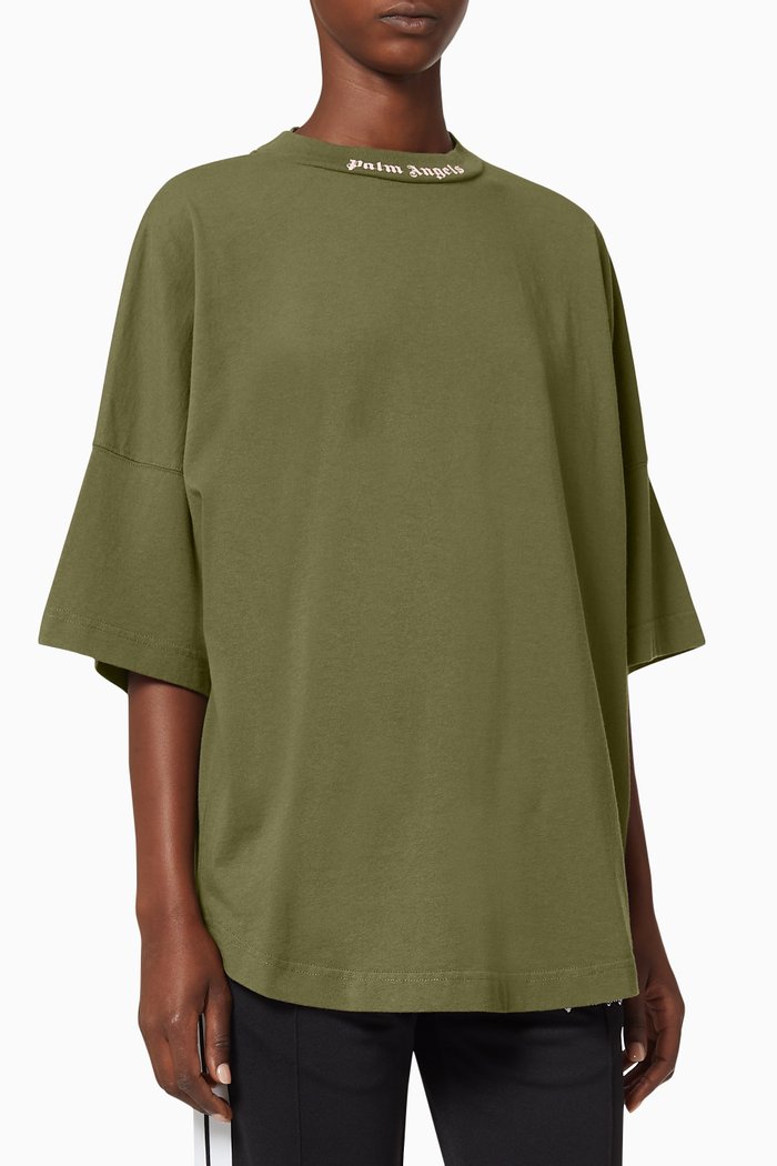 Logo Oversized Cotton T-Shirt, Brown