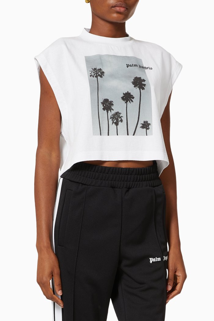 

Palm Trees Boulevard Muscle T-shirt in Cotton, White