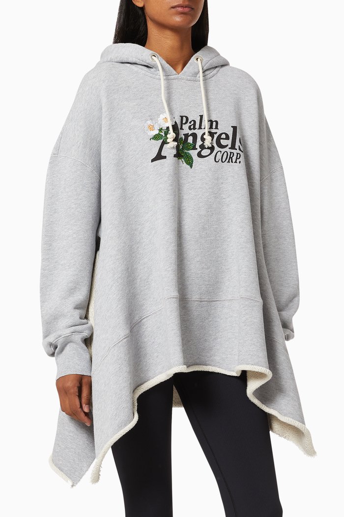 

Daisy Logo Oversized Poncho Hoodie in Cotton, Grey
