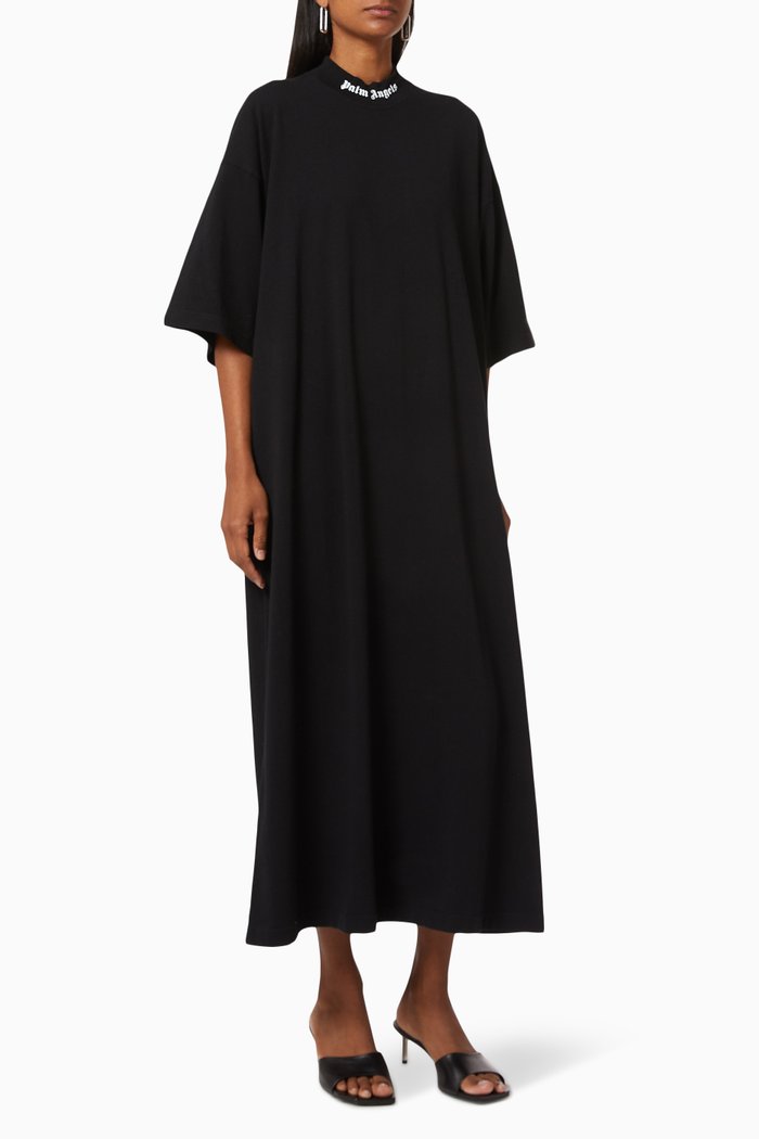 

Logo Oversized T-shirt Dress in Cotton, Black