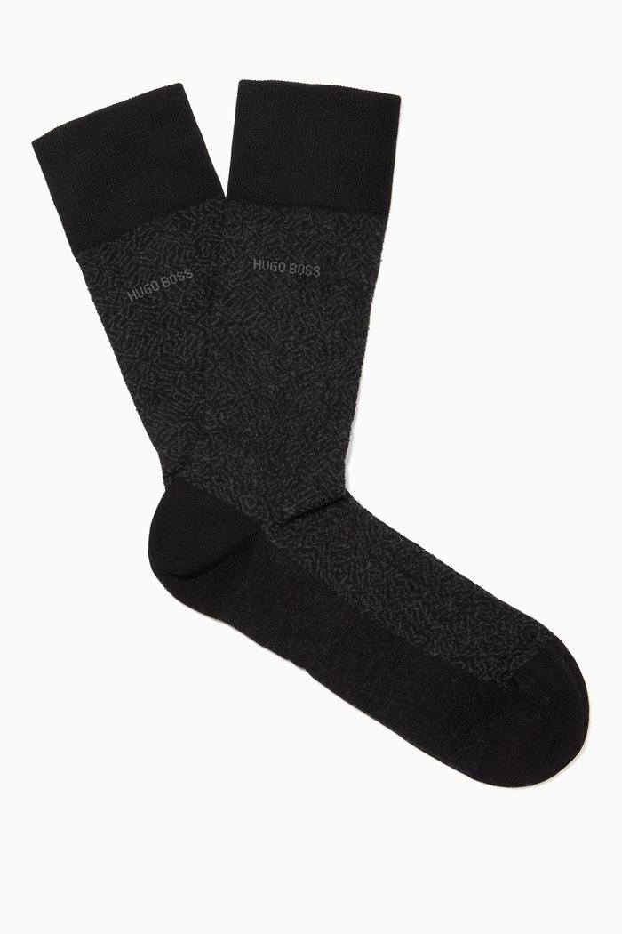 

Patterned Mercerised Cotton Socks, Black