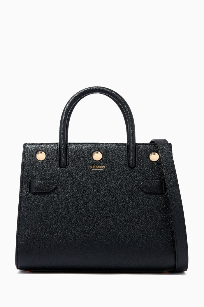 

Mini Two-Handle Title Bag in Grainy Leather, Black