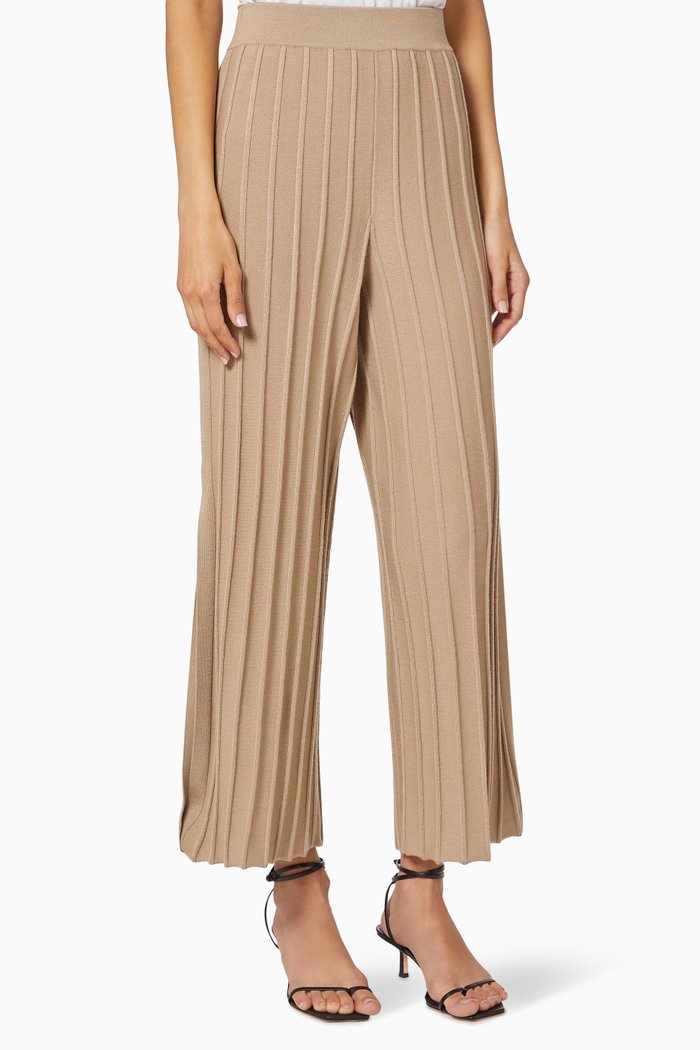 

Wide Ribbed Merino Wool Pants, Neutral