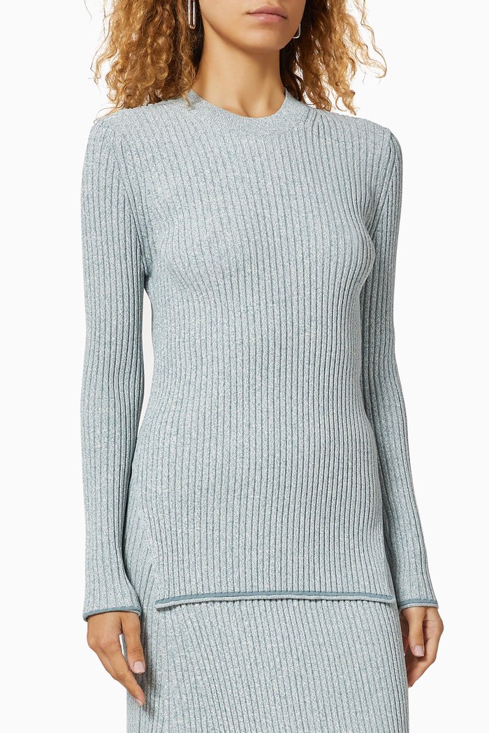 

Rib Knit Mouline Sweater, Blue