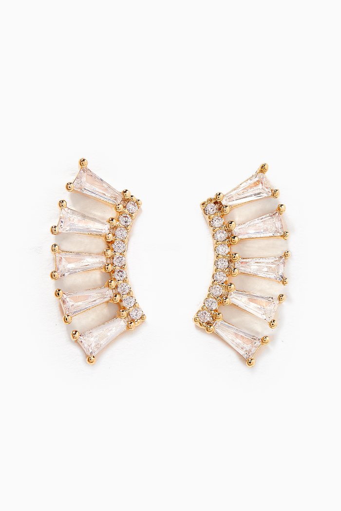 

Baguette Fan Crawler Earrings in Gold Plating