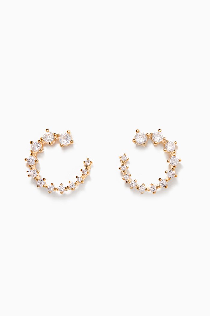 Graduated Cubic Zirconia Hoops with Gold Plating