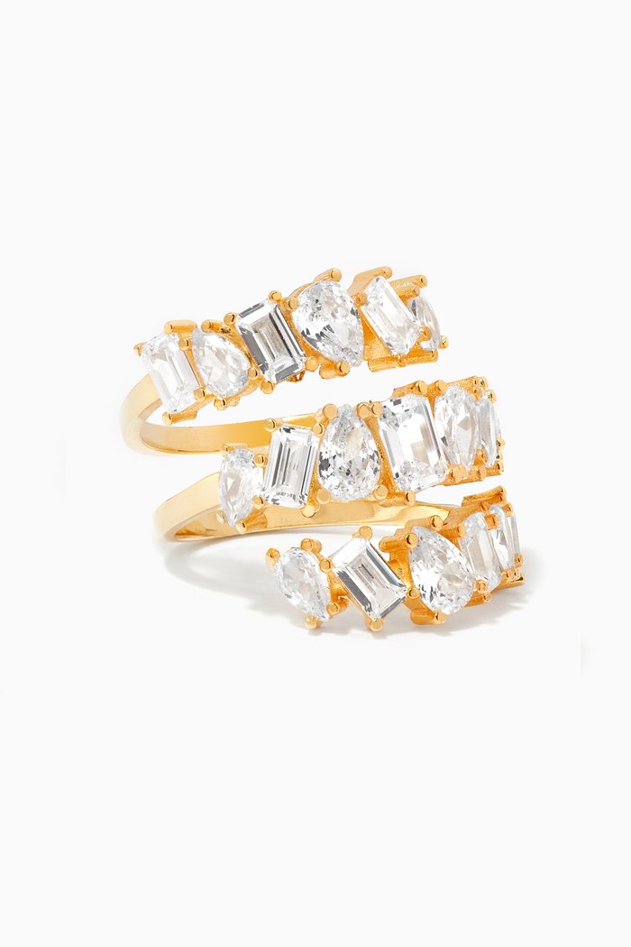 

Three Band Multi CZ Ring, Gold