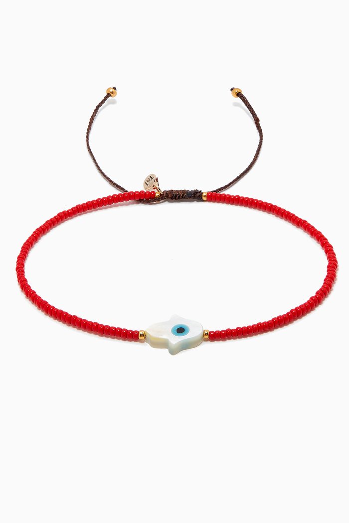 

Handmade Beaded Bracelet with Charm Accent, Pink