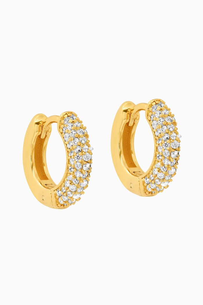 

Pave CZ Thick Huggies, Gold