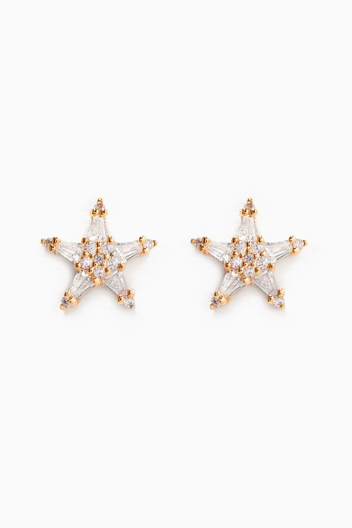 

Star Baguette Cubic Zirconia Studs in Gold Plating
