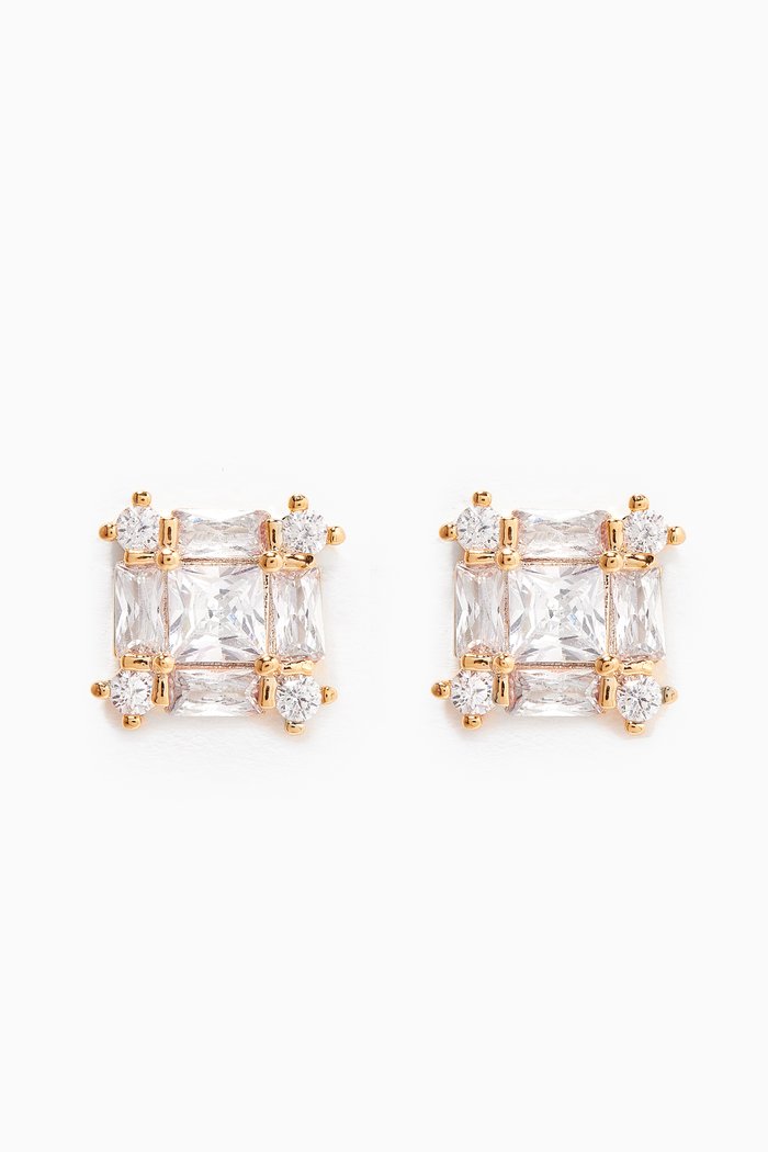 

Princess Cut Cubic Zirconia Studs in Gold Plating