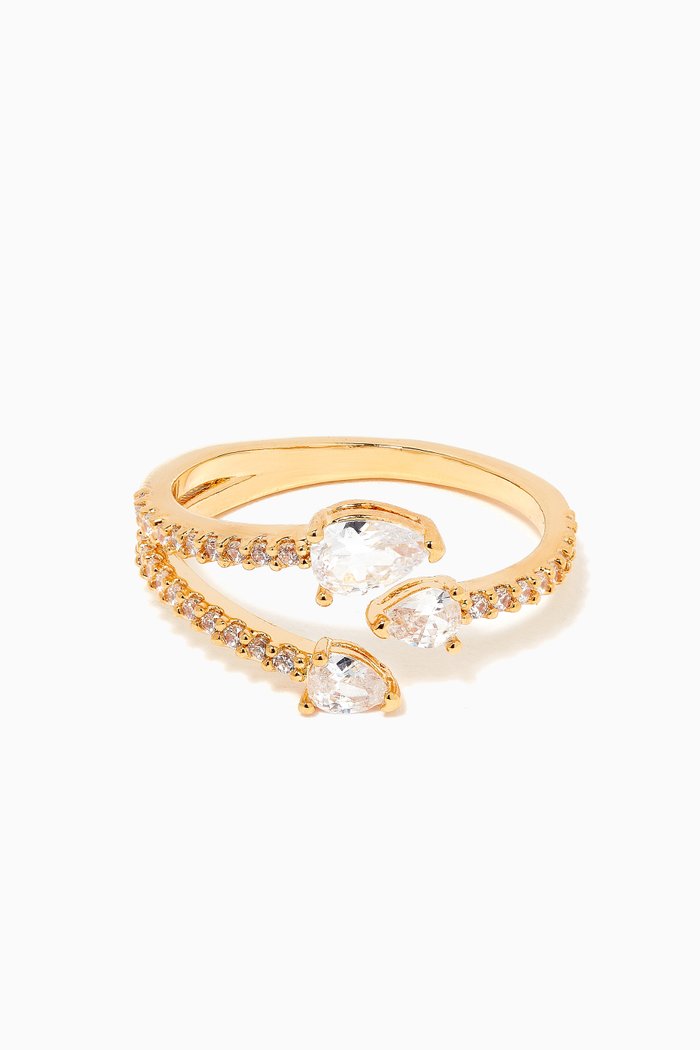 

Pear-Cut Cubic Zirconia Ring in Gold Plating