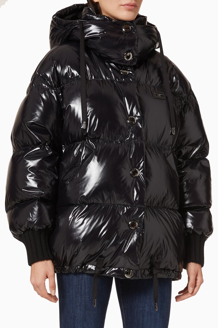 Cropped Puffer Jacket, Black